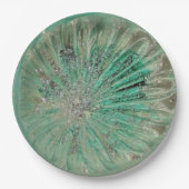 アートガラスティール(緑がかった色)アイシーアクア結婚ジュエルズディナー ペーパープレート (正面)