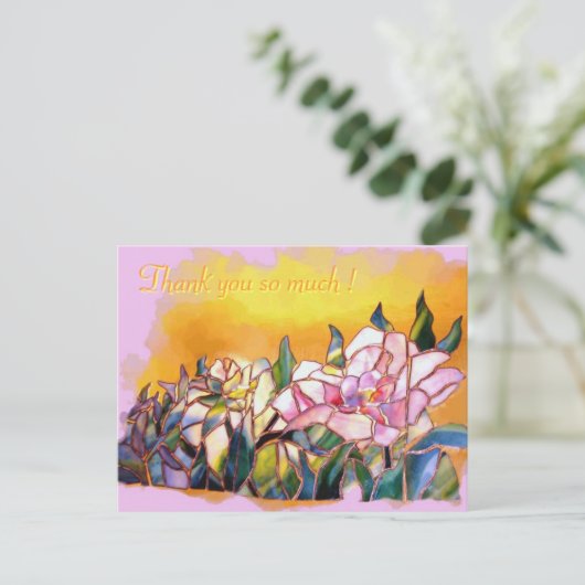 アートガラス牡丹ありがとう素敵なカード ポストカード (スタンド正面)