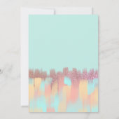 アートガーリーティール（緑がかった色）ピンクグリッターブラッシュストロークスウィート16 招待状 (裏面)