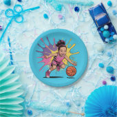 アートガールポップ・アートのバスケットボール誕生日Bash ペーパープレート (パーティー)