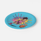 アートガールポップ・アートのバスケットボール誕生日Bash ペーパープレート (アングル)