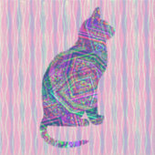 アートキャットシルエットヴィンテージスタイルシール シール (正面)