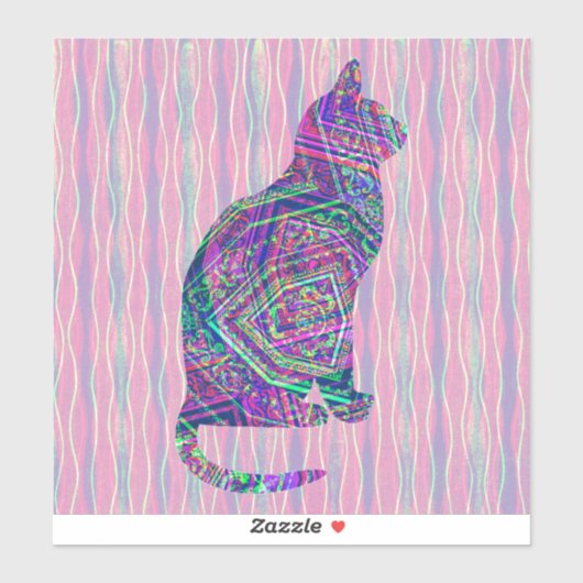 アートキャットシルエットヴィンテージスタイルシール シール (シート)