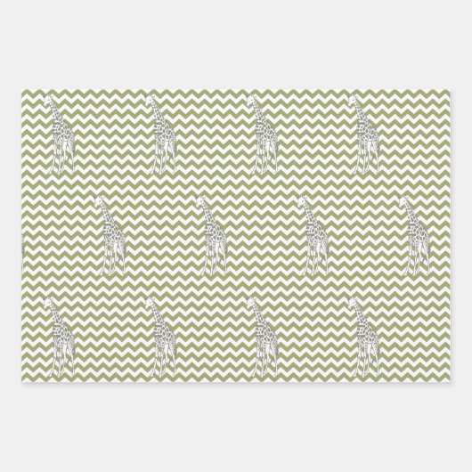 アートキリン付き緑のサファポップ・アートのリシェブロン ラッピングペーパーシート (正面)