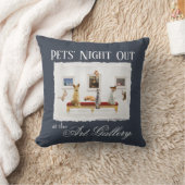 アートギャラリーでのペットの夜 クッション (ブランケット)