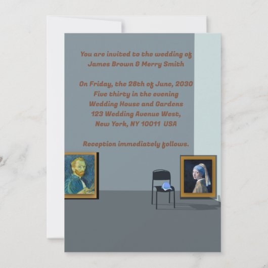 アートギャラリーバンゴッホバーミールテディベア結婚ズ 招待状 (裏面)