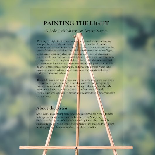 アートギャラリー出展アーティスト声明プラーク アクリルサイン (ニュートラル)