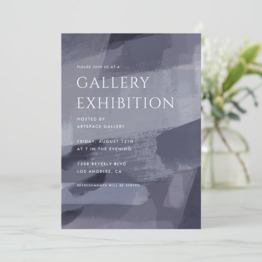 アートギャラリー展抽象芸術グレー 招待状 (スタンド正面)