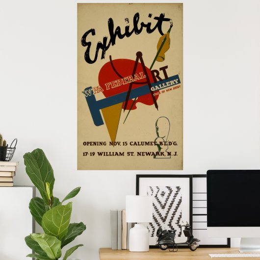 アートギャラリー展示ニュージャージーヴィンテージWPA ポスター (ホームオフィス)