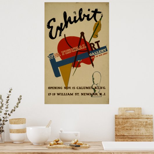 アートギャラリー展示ニュージャージーヴィンテージWPA ポスター (キッチン)