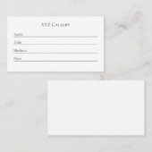アートギャラリー展示ラベルカードテンプレート 名刺 (正面/裏面)