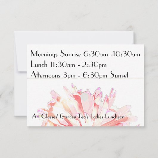 アートクラスレディーランチョンガーデンティーの招待 招待状 (裏面)