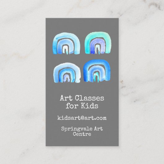 アートクラス子供へズビジネスブルーレインボー 名刺 (正面)