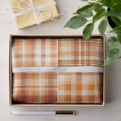 アートクラフト秋テーマオレンジブラウンプレイドパターン2 薄葉紙 (ギフト)