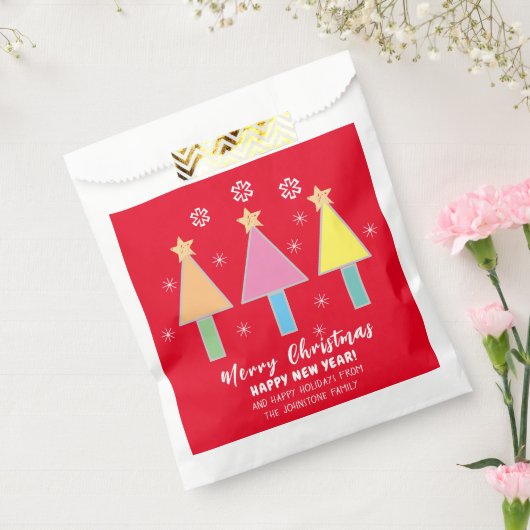 アートクリスマスの木の名クール前レッドホリデー フェイバーバッグ (封をした状態)