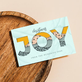 アートクリスマスジョイレタリングフラットホリデーカード シーズンポストカード