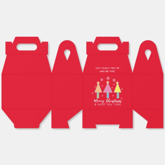 アートクリスマスツリークールレッドホリデークリスマス フェイバーボックス (見開き)