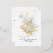 アートクリスマスツリー冬の水実在色 箔シーズンポストカード (正面/裏面)