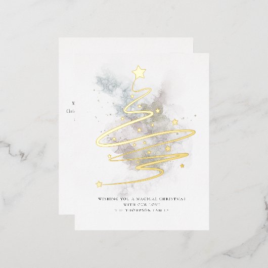 アートクリスマスツリー冬の水実在色 箔シーズンポストカード (正面/裏面)