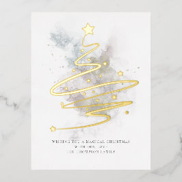 アートクリスマスツリー冬の水実在色 箔シーズンポストカード