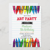 アートクレヨンの誕生日パーティーの招待 招待状 (正面/裏面)