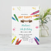 アートクレヨンパーティー招待状 招待状 (スタンド正面)