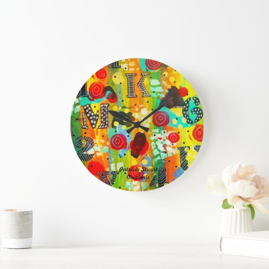 アートクロックカラフルバイパトリシアスチュアートオリジナル ラージ壁時計 (ホーム)