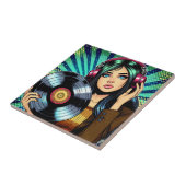 アートクール漫画スタイルガールとビニポップ・アートのルアルバム タイル (側面)