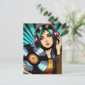 アートクール漫画スタイルガールとビニポップ・アートのルアルバム ポストカード (スタンド正面)