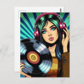 アートクール漫画スタイルガールとビニポップ・アートのルアルバム ポストカード (正面/裏面)