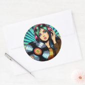 アートクール漫画スタイルガールとビニポップ・アートのルアルバム ラウンドシール (封筒)