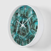 アートグラスアクアティール（緑がかった色）ブルージュエルラグジュアリー – ナンバーズ 壁時計 (傾斜)