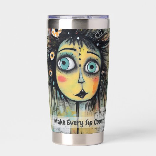 アートコラージュ女性12 保温保冷タンブラー (正面)