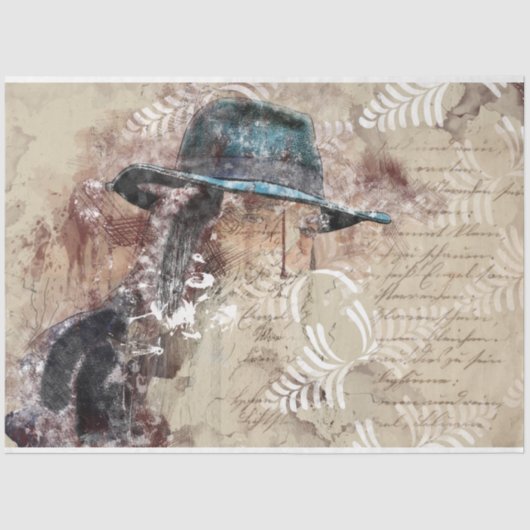 アートコラージュ11ガール20x30デコページティッシュペーパー 薄葉紙 (正面)