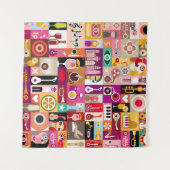 アートコラージュ、ミュージカルヴィンテージイラストレーション。パッチウ タペストリー (正面(横))