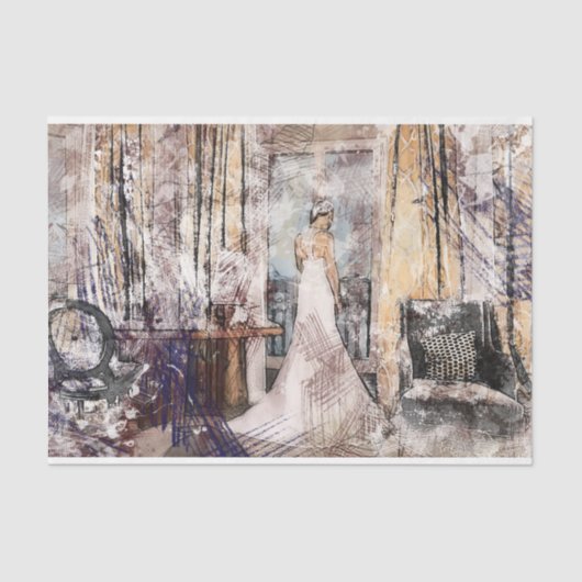 アートコラージロマンチックな女性37デコページ 薄葉紙 (正面)