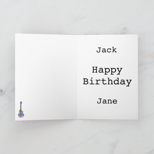 アートサイケデリックセミアコースティックギター10代の少年 カード (内部)