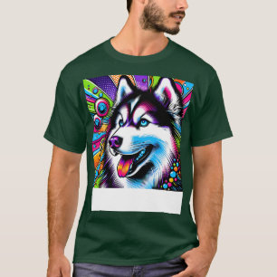 アートシベリアハスキーティーキお洒落ネオートクチュール1 Tシャツ