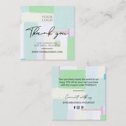 アートシンプルビジネスありがとうお挿入カード スクエア名刺 (正面/裏面)