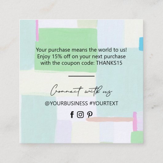 アートシンプルビジネスありがとうお挿入カード スクエア名刺 (裏面)