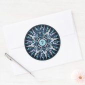 アートスケッチ、アンティークコンパスバラ、モノグラムの追加 ラウンドシール (封筒)