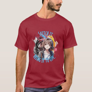 アートスケッチ:スケッチして生き生きとする Tシャツ