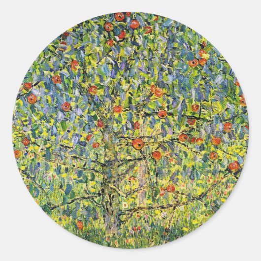 アートステッカーGustavクリムト絵画ズThe Apple Tree ラウンドシール (正面)