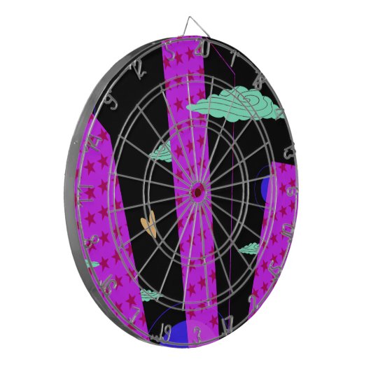 アートスポップ・アートのキライン明るい紫色のピンクの星 ダーツボード (正面左)