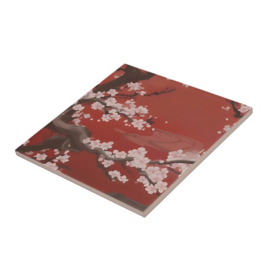 アートス日本のタイル白さくらんぼブロッサムレッド タイル (側面)