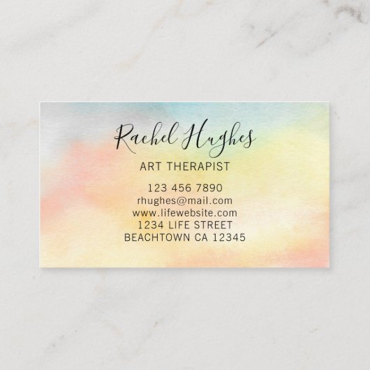 アートセラピストひまわり水彩名刺 名刺 (裏面)