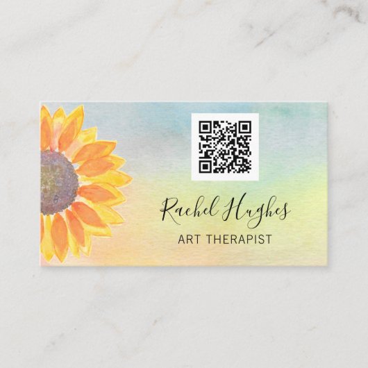 アートセラピストQRコードヒマワリ 名刺 (正面)