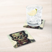 アートゾンビポップ・アートのハロウィーンの閉じる スクエアペーパーコースター (インサイチュ)