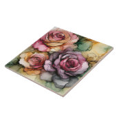 アートタイル，アルコールインクアート，バラ,モダンフローラ タイル (側面)