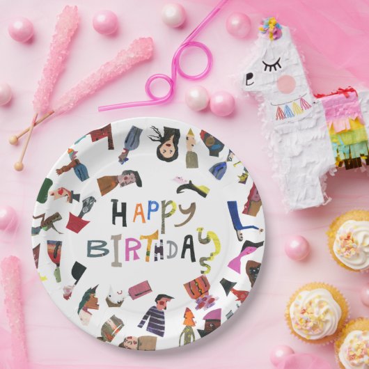 アートチャーハッピーバースデー ペーパープレート (パーティー)
